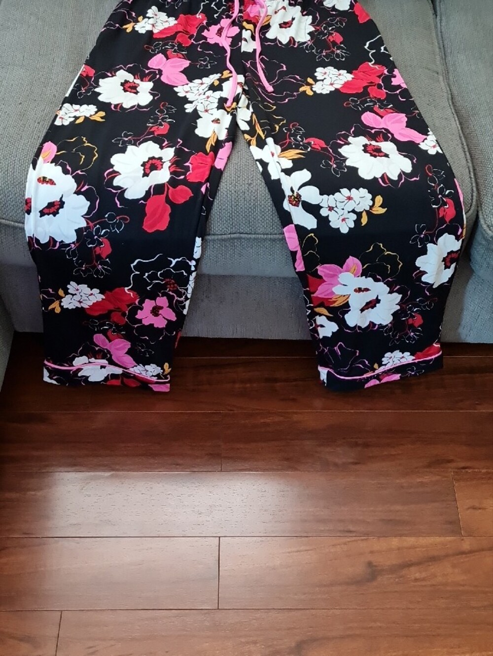 Floral Black Pink Red Two-Piece Pajama Set - Picture 7 of 12